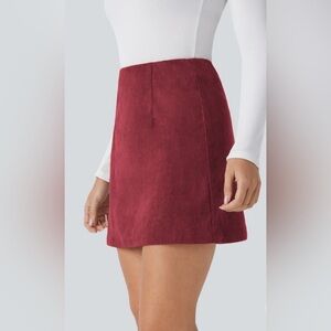 Halara High Waisted Invisible Zipper 2-in-1 A Line Mini Corduroy Skirt
